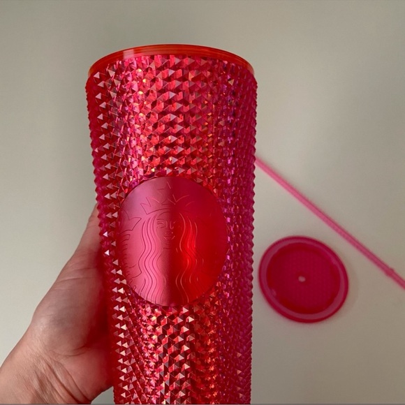 Starbucks Neon Pink Holiday 2019 Venti Studded Tumbler Cup - Picture 7 of 9